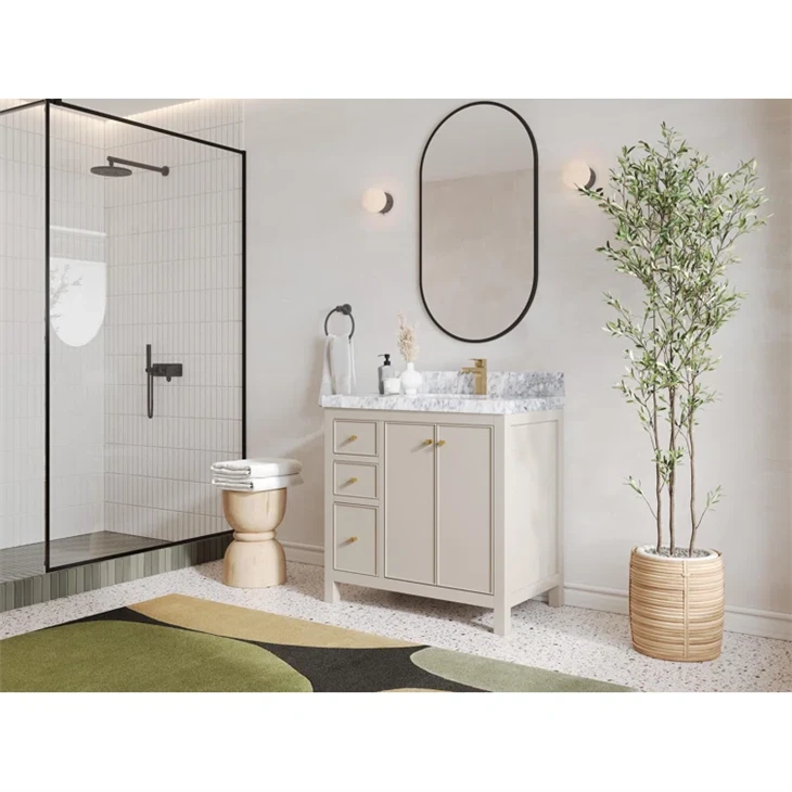 Light Yellow Soft Closed Single Sink Bathroom Vanity