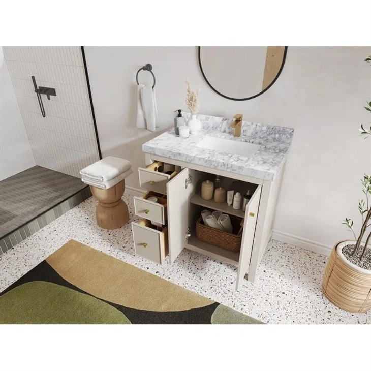 Light Yellow Soft Closed Single Sink Bathroom Vanity